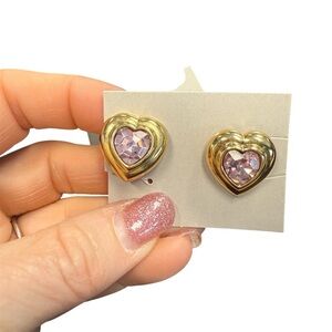 Avon Heart shaped fashion birthstone clip Earrings simulated alexandrite/June